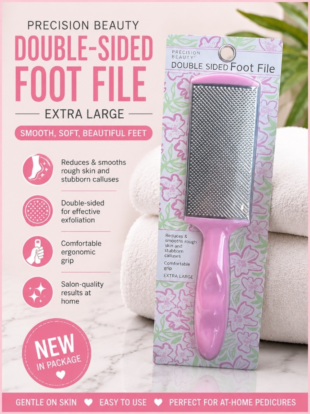 Pink Extra Large Double-Sided Foot File Pedicure Callus Remover XL